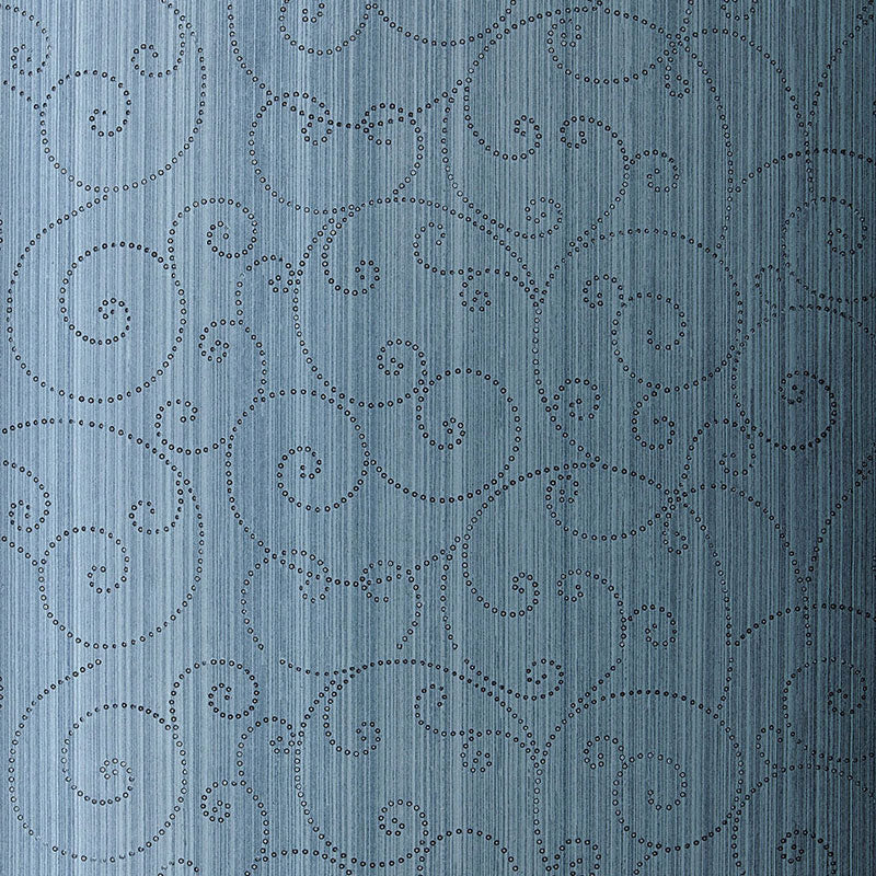 Schumacher Beaded Scroll Peacock Wallpaper 5005722