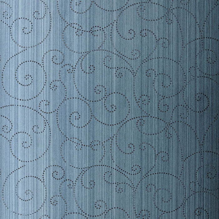 Schumacher Beaded Scroll Peacock Wallpaper Sample 5005722