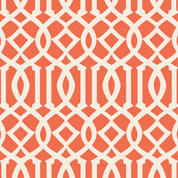 Schumacher Imperial Trellis II Ivory / Mandarin Wallpaper 5005800