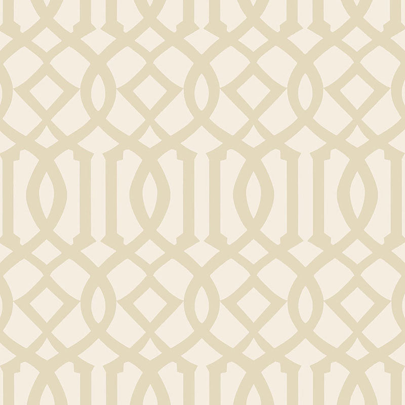 Schumacher Imperial Trellis II Sand / Ivory Wallpaper Sample 5005802