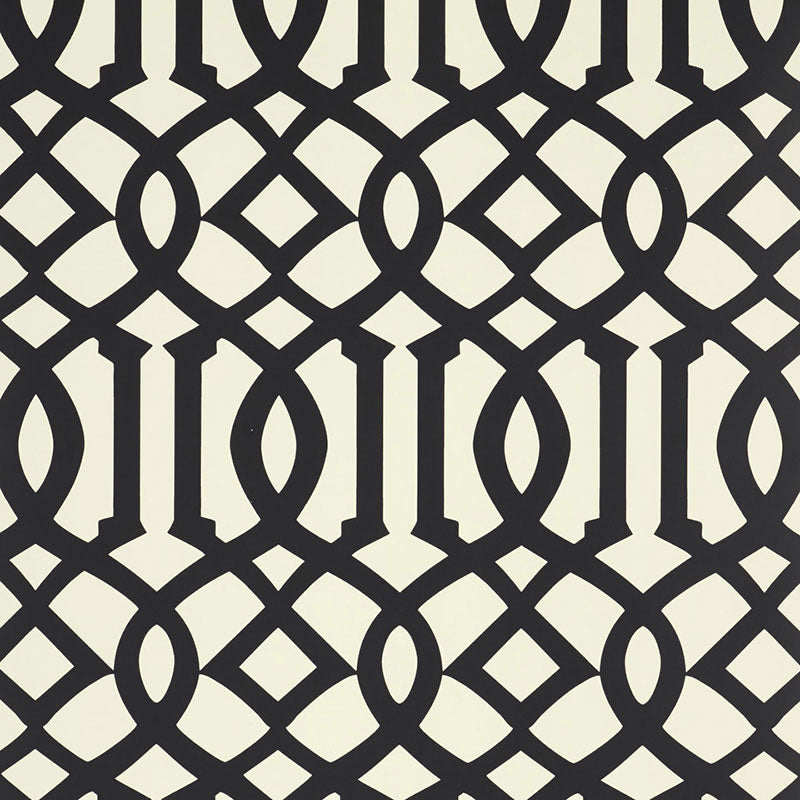 Schumacher Imperial Trellis II Jet Wallpaper Sample 5005804