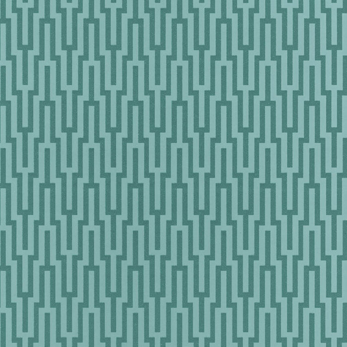 Schumacher Metropolitan Fret Turquoise Wallpaper Sample 5005894