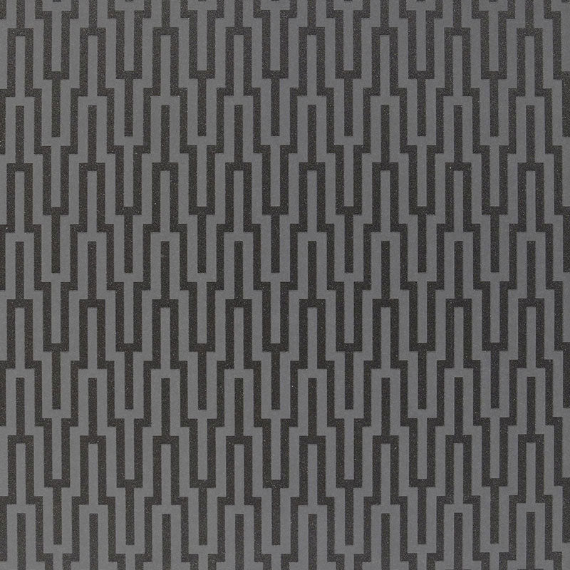 Schumacher Metropolitan Fret Black Pearl Wallpaper Sample 5005895