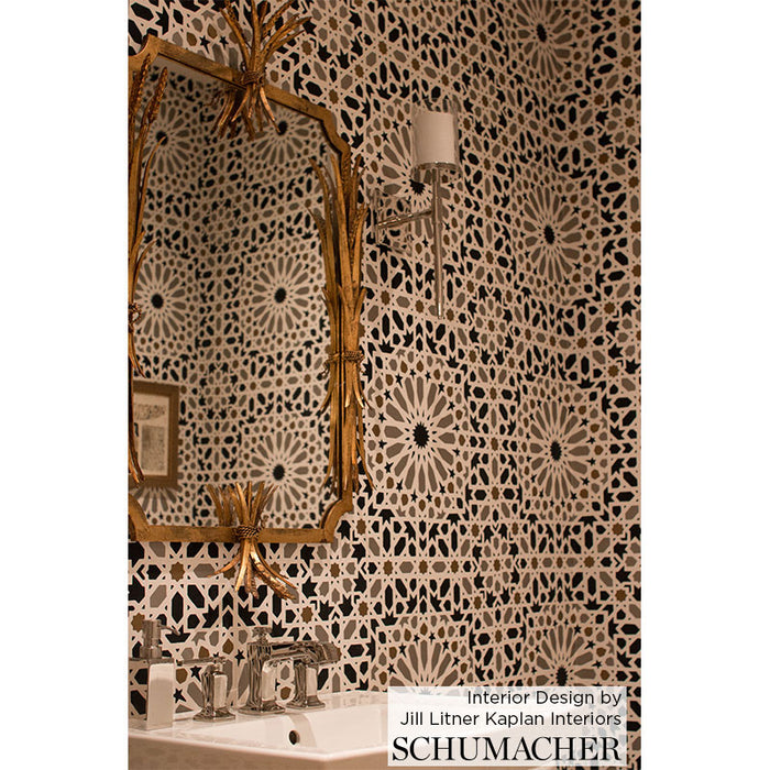 Schumacher Nasrid Palace Mosaic Persimmon Wallpaper Sample 5005962