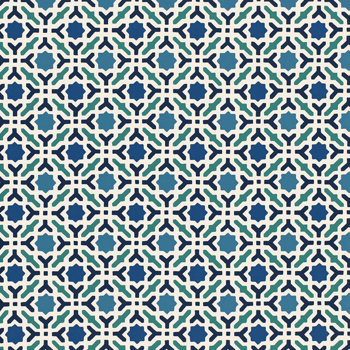 Schumacher Serallo Mosaic Aegean Wallpaper Sample 5005970