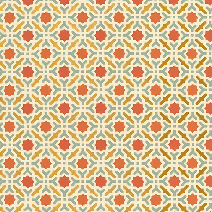 Schumacher Serallo Mosaic Persimmon Wallpaper Sample 5005972