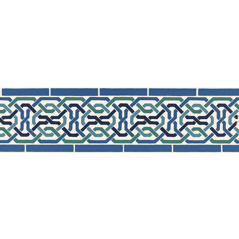 Schumacher Darro Mosaic Border Aegean Wallpaper Sample 5006020