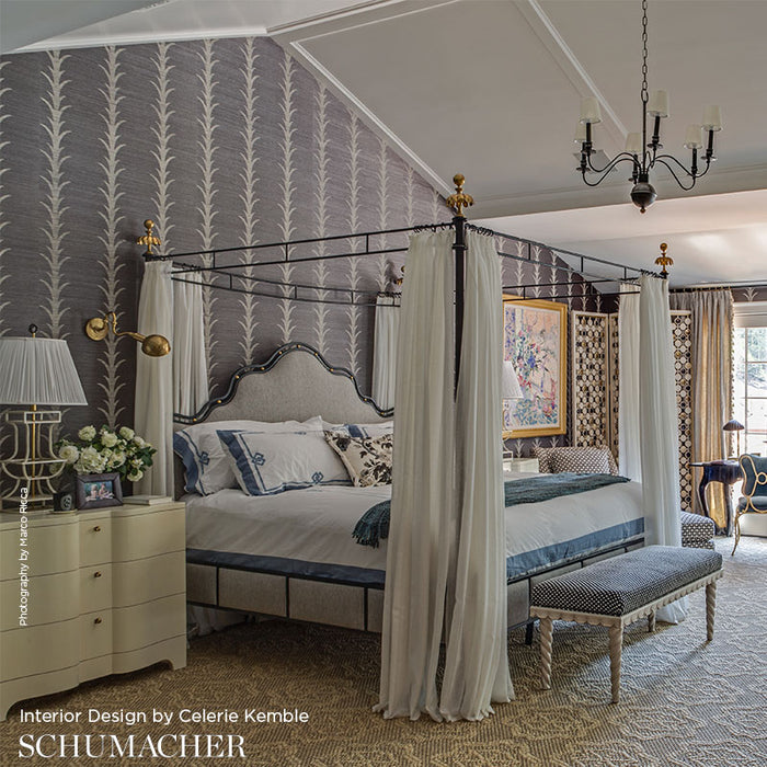 Schumacher Acanthus Stripe Sisal Shadow Wallpaper Sample 5006050