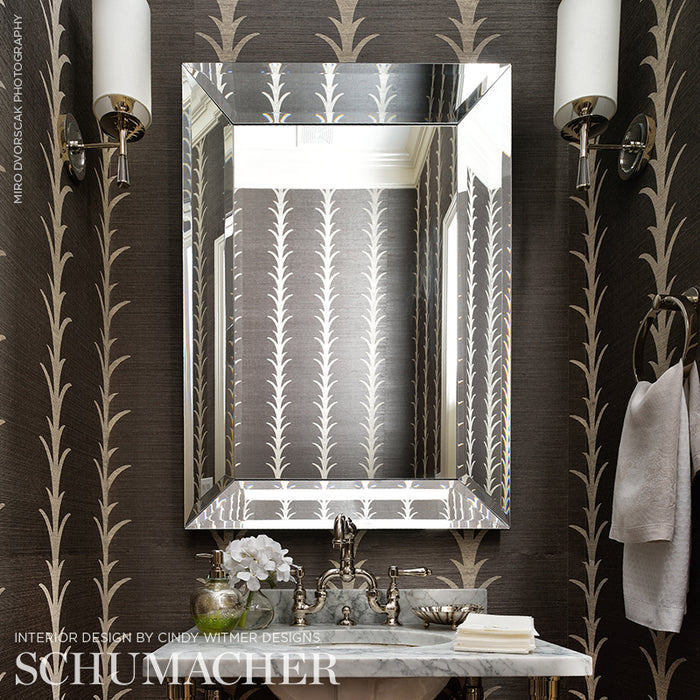 Schumacher Acanthus Stripe Sisal Shadow Wallpaper Sample 5006050