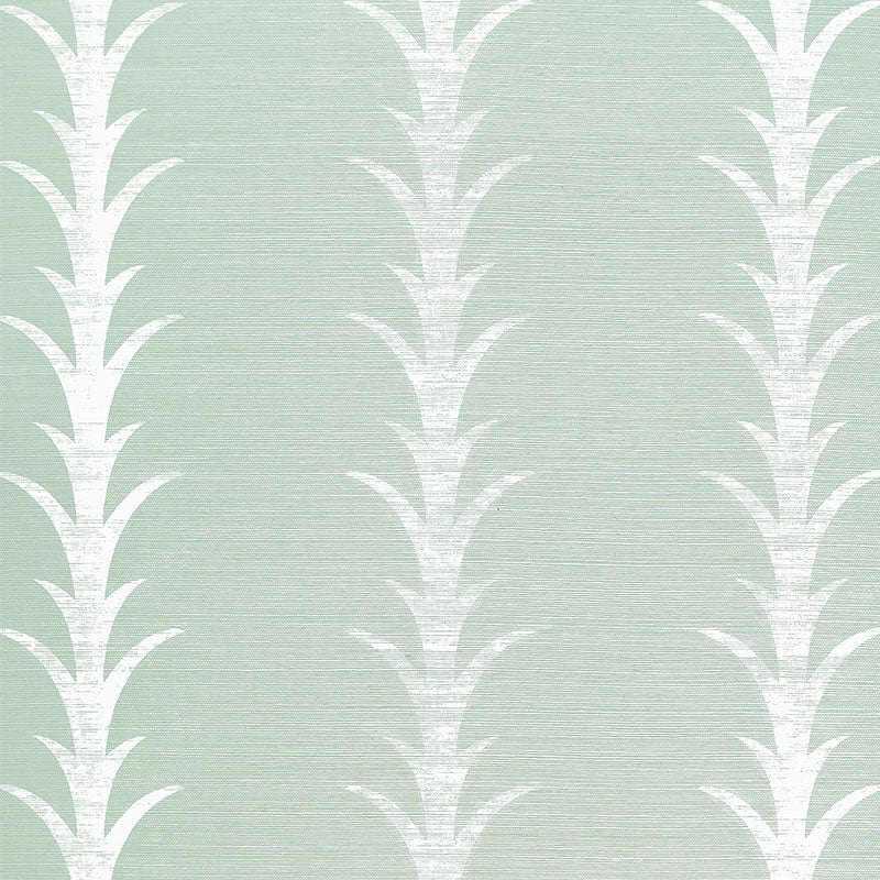 Schumacher Acanthus Stripe Sisal Seaglass & Chalk Wallpaper Sample 5006053