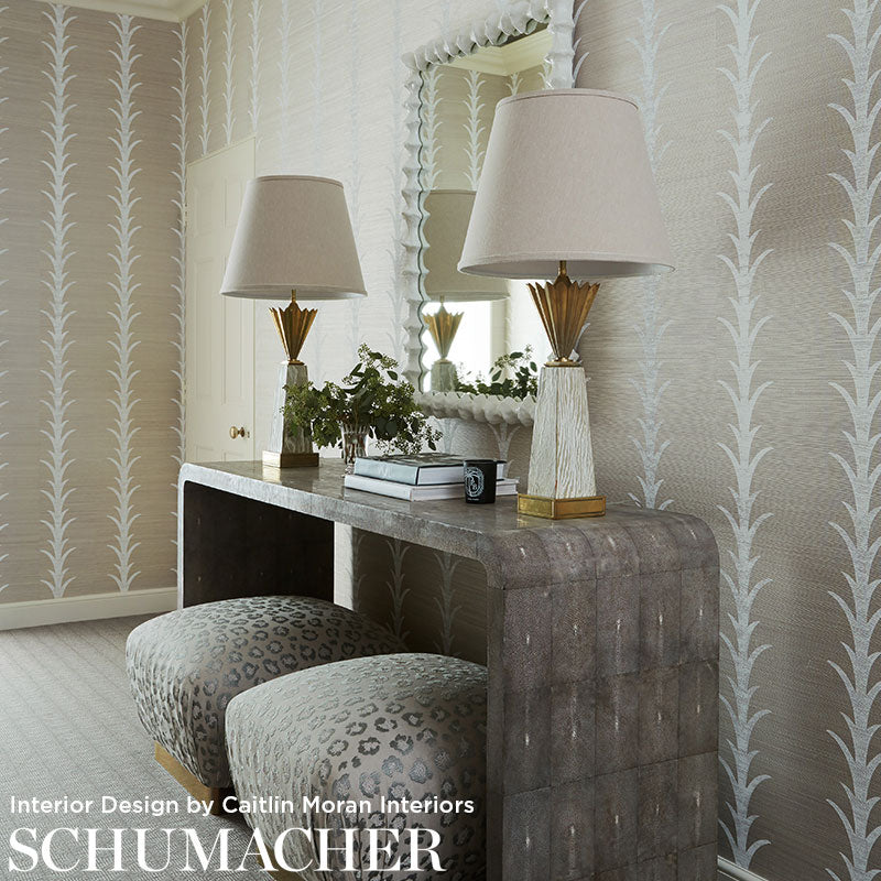 Schumacher Acanthus Stripe Sisal Haze Wallpaper Sample 5006055