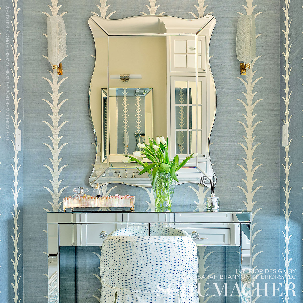 Schumacher Acanthus Stripe Sisal Chambray Wallpaper Sample 5006056