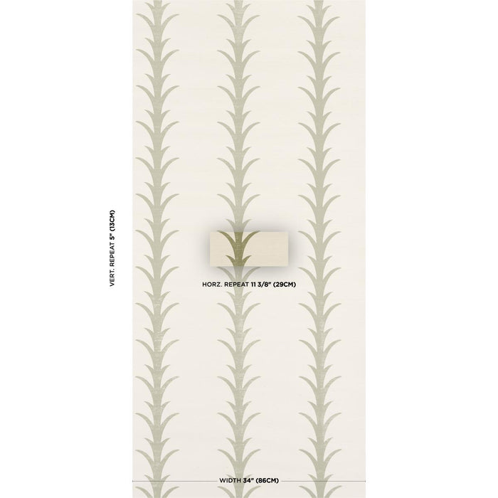 Schumacher Acanthus Stripe Sisal Olive Wallpaper 5006058