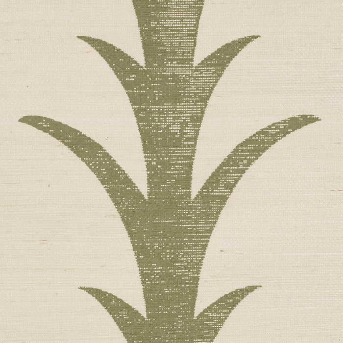 Schumacher Acanthus Stripe Sisal Olive Wallpaper 5006058