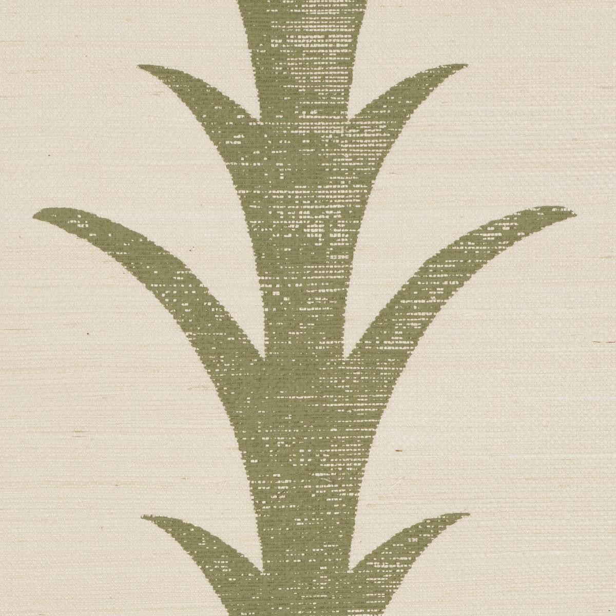 Schumacher Acanthus Stripe Sisal Olive Wallpaper Sample 5006058