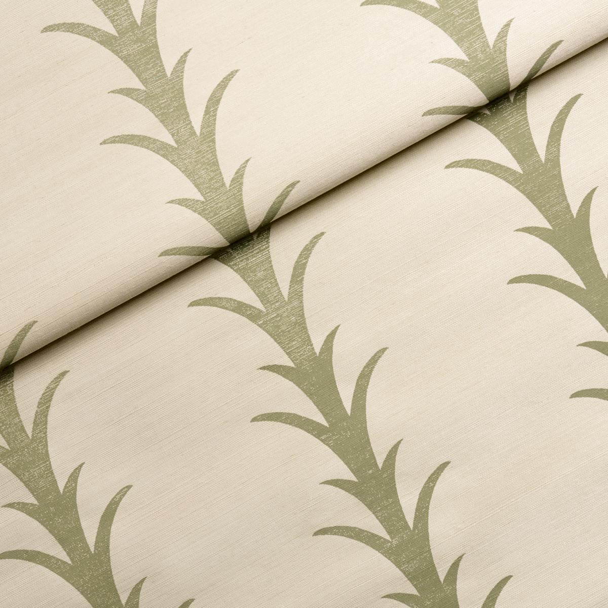 Schumacher Acanthus Stripe Sisal Olive Wallpaper Sample 5006058