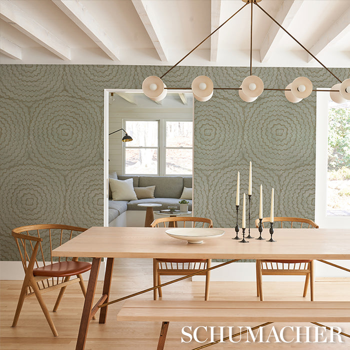 Schumacher Feather Bloom Sisal Seaglass Wallpaper 5006079