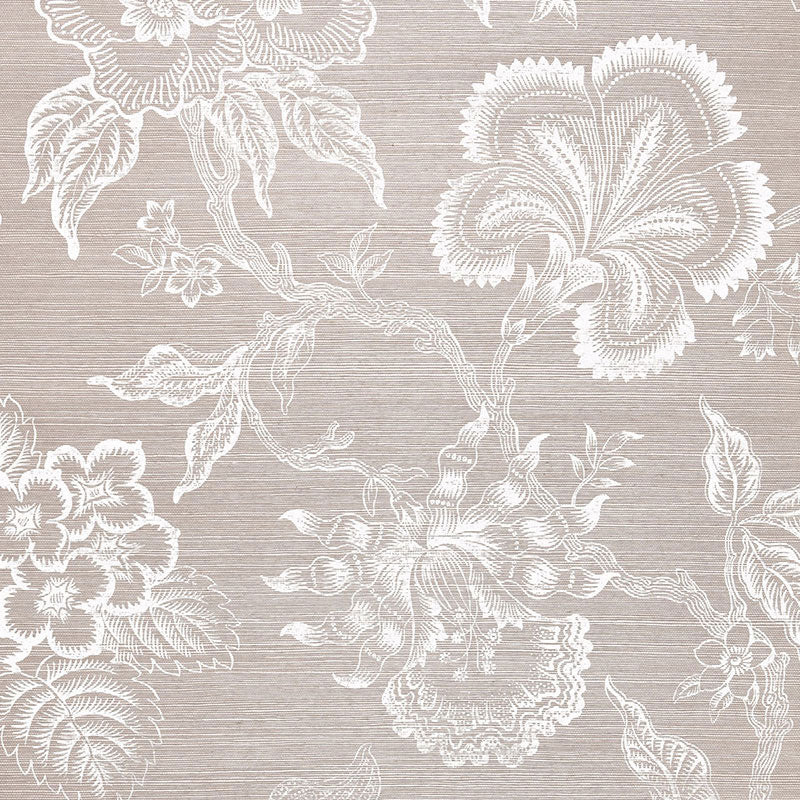 Schumacher Hothouse Flowers Sisal Haze & Chalk Wallpaper Sample 5006091