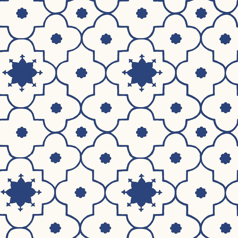 Schumacher Taj Trellis Jaipur Blue Wallpaper Sample 5006620