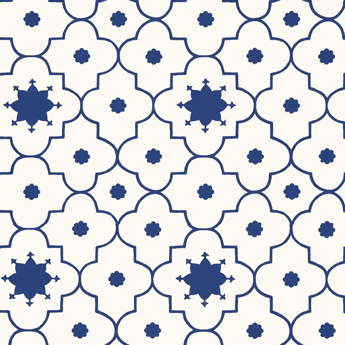 Schumacher Taj Trellis Jaipur Blue Wallpaper Sample 5006620