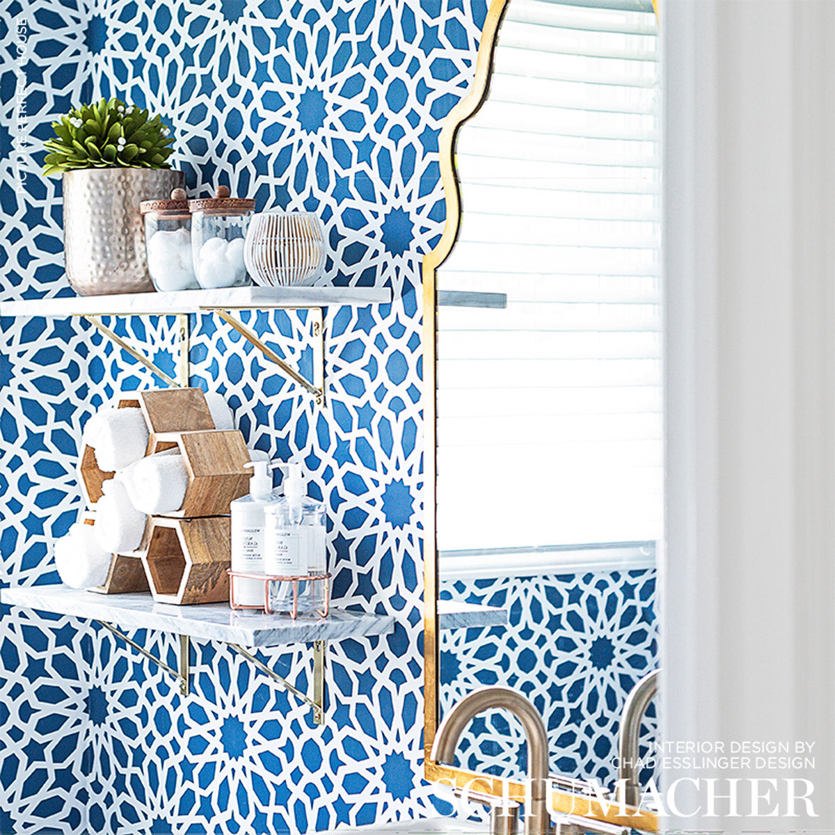 Schumacher Agadir Screen Lapis Wallpaper Sample 5006640