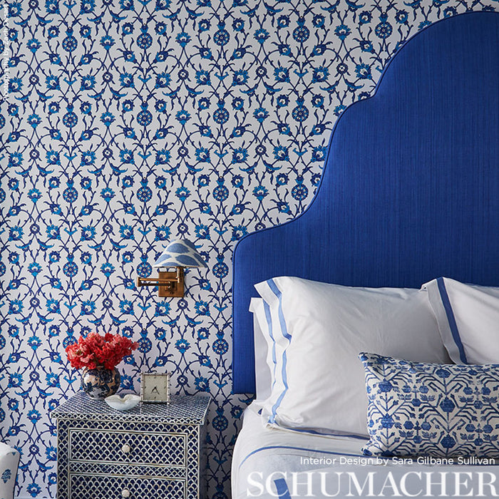Schumacher Sultan's Trellis Peacock Wallpaper Sample 5006700