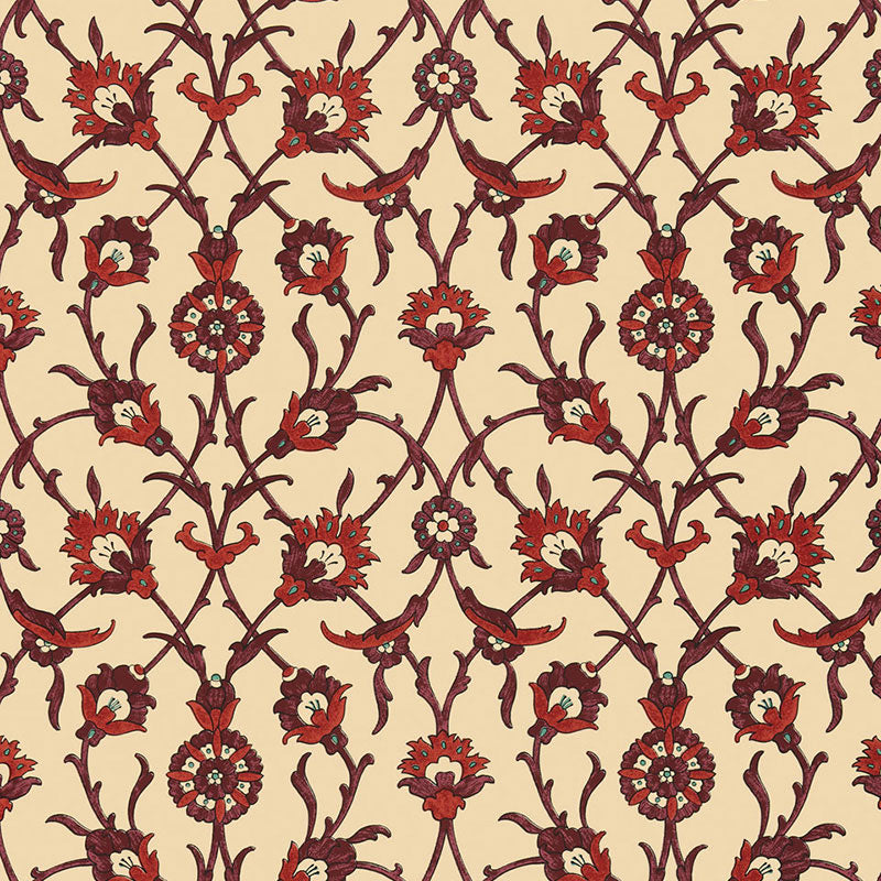 Schumacher Sultan's Trellis Pomegranate Wallpaper Sample 5006702