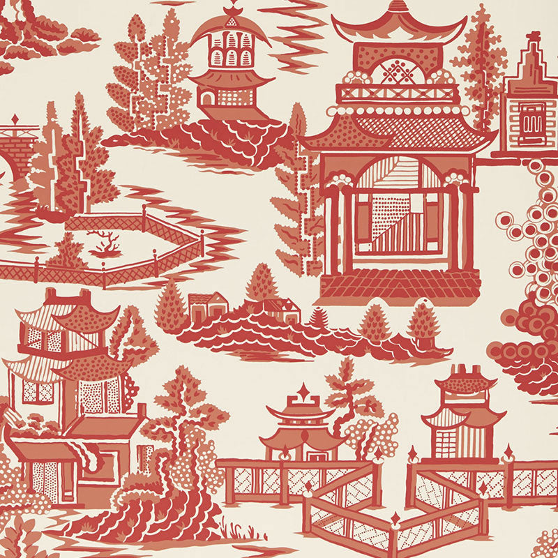Schumacher Nanjing Coral Wallpaper Sample 5006910