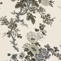 Schumacher Pyne Hollyhock Charcoal Wallpaper 5006920