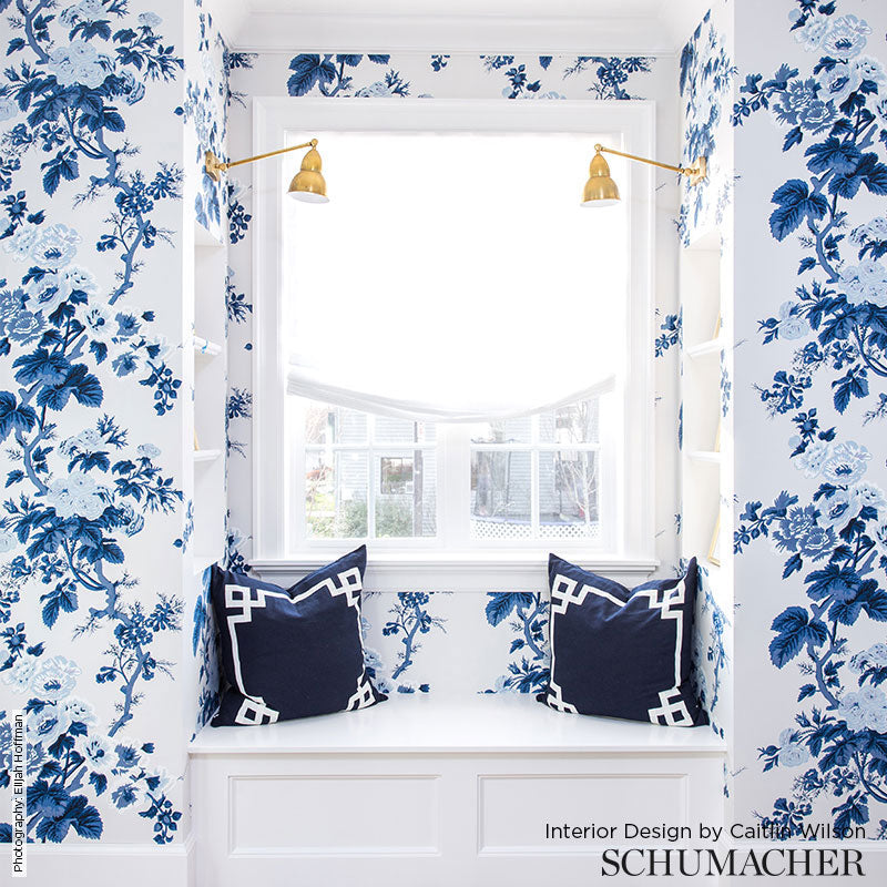 Schumacher Pyne Hollyhock Blush Wallpaper Sample 5006924