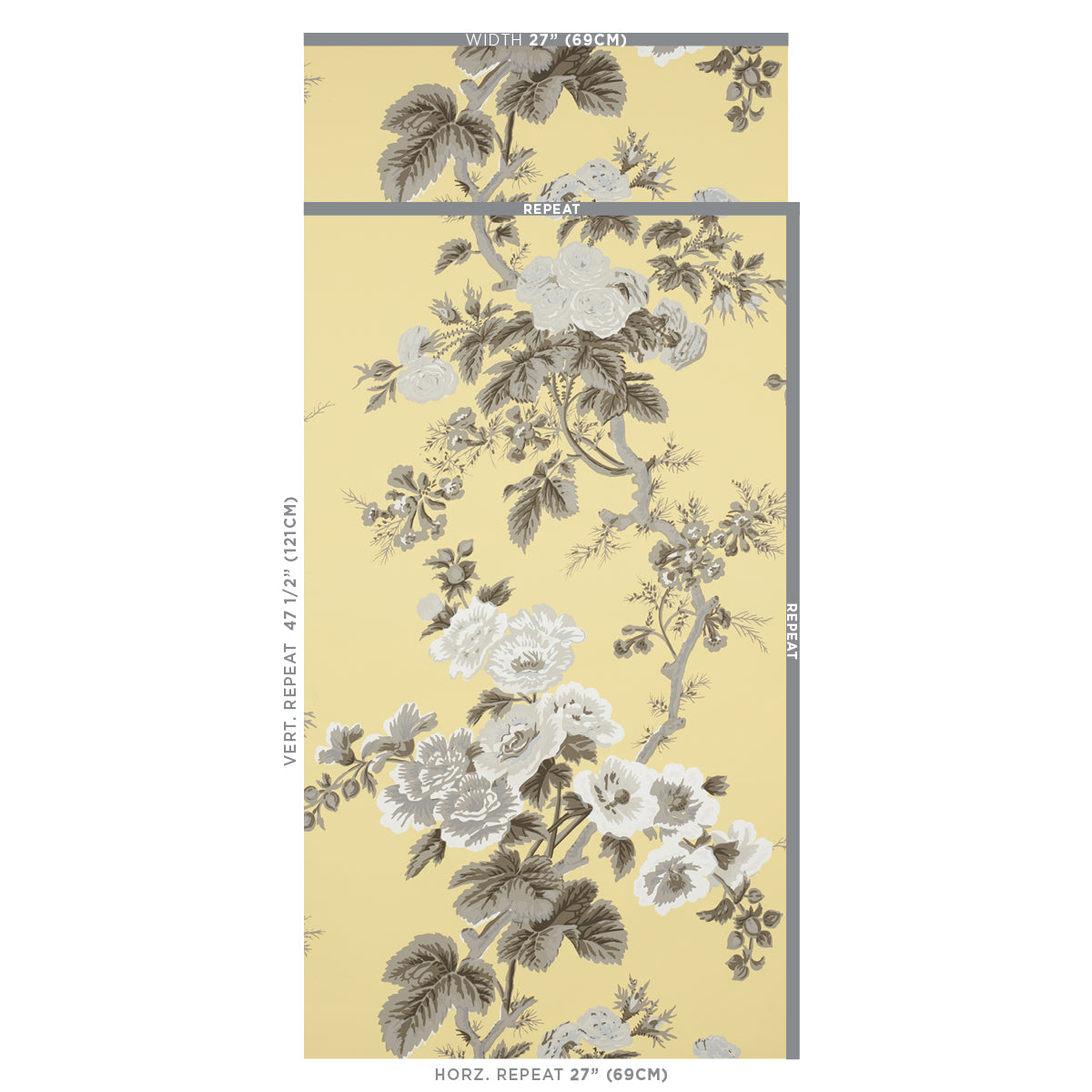 Schumacher Pyne Hollyhock Buttercup Wallpaper Sample 5006925