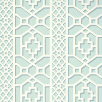 Schumacher Zanzibar Trellis Winter Mint Wallpaper 5006942