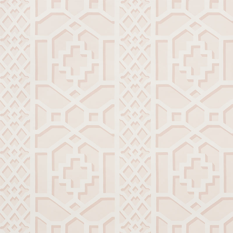 Schumacher Zanzibar Trellis Blush Wallpaper Sample 5006944