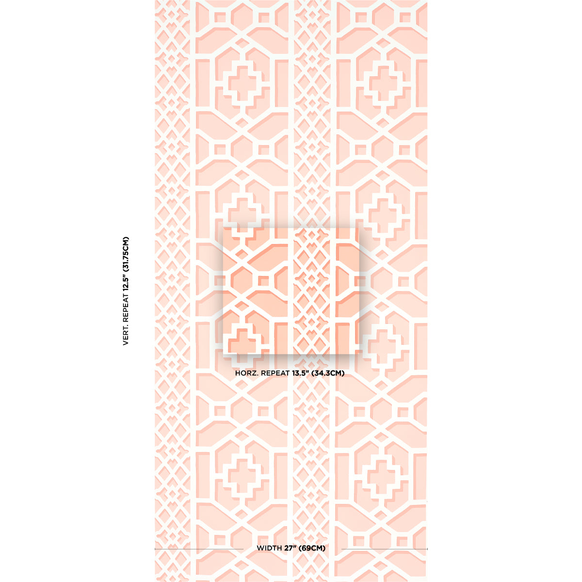 Schumacher Zanzibar Trellis Coral Wallpaper 5006946