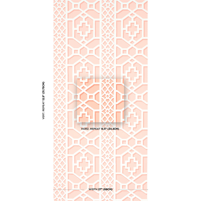 Schumacher Zanzibar Trellis Coral Wallpaper 5006946