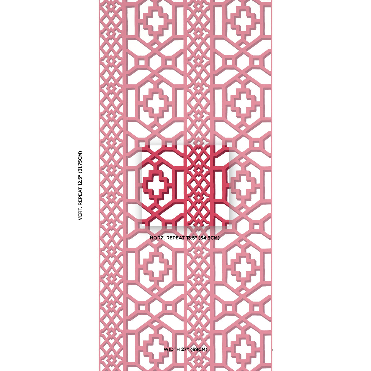 Schumacher Zanzibar Trellis Laquer Red Wallpaper 5006948