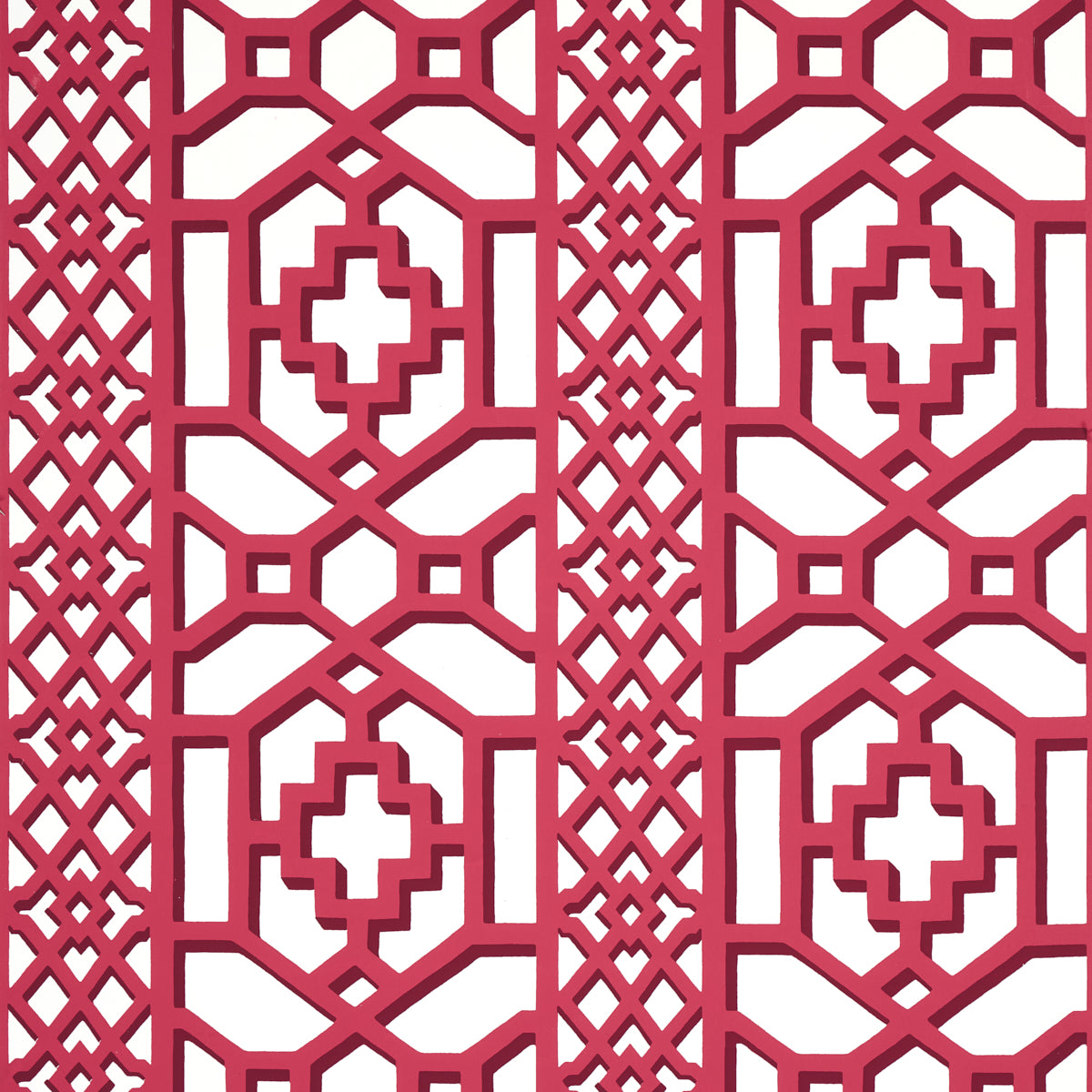 Schumacher Zanzibar Trellis Laquer Red Wallpaper 5006948