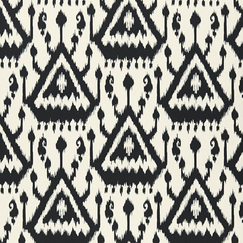 Schumacher Vientiane Ikat Ebony Wallpaper Sample 5006951