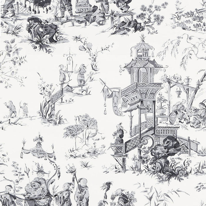 Schumacher Chinois Smoke Wallpaper Sample 5007000