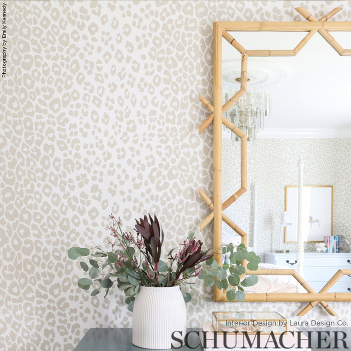 Schumacher Iconic Leopard Linen Wallpaper Sample 5007011