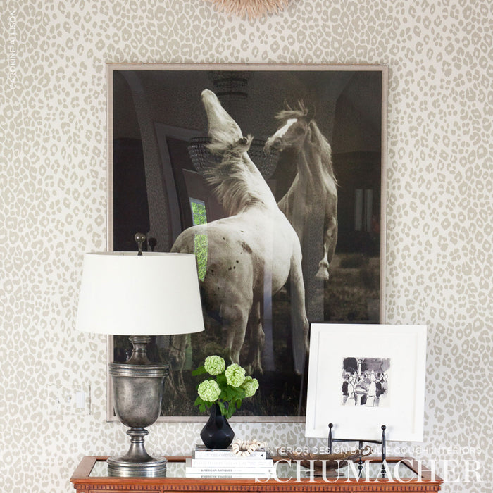 Schumacher Iconic Leopard Linen Wallpaper Sample 5007011