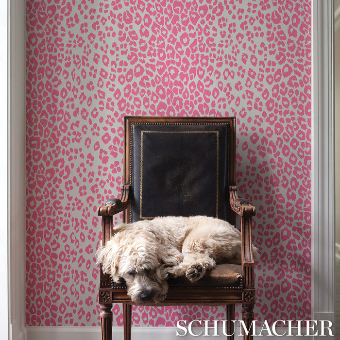Schumacher Iconic Leopard Pink Wallpaper Sample 5007016