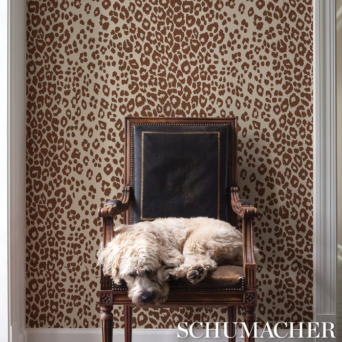 Schumacher Iconic Leopard Brown On Neutral Wallpaper Sample 5007019