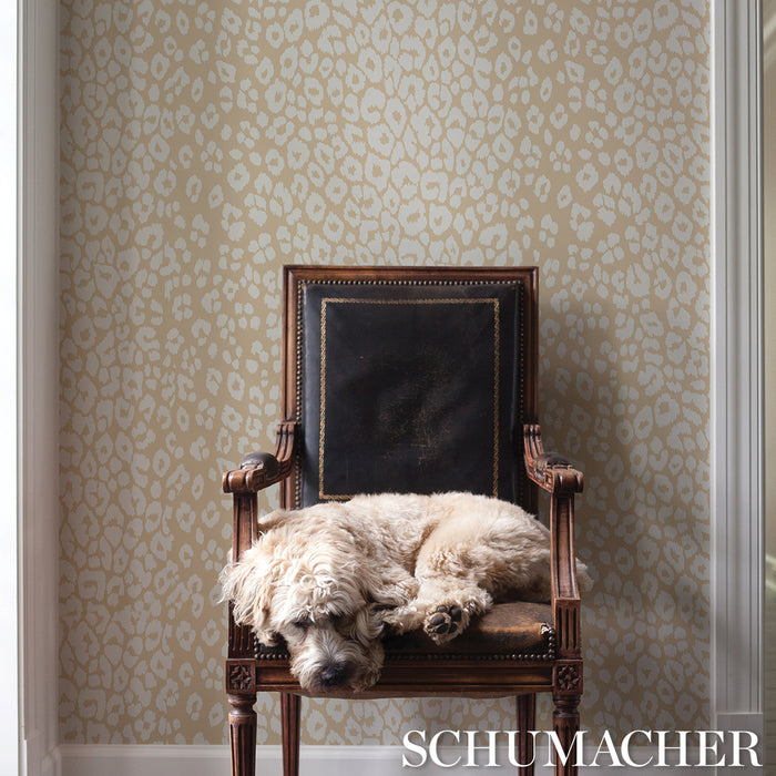 Schumacher Iconic Leopard Ivory On Neutral Wallpaper Sample 5007020