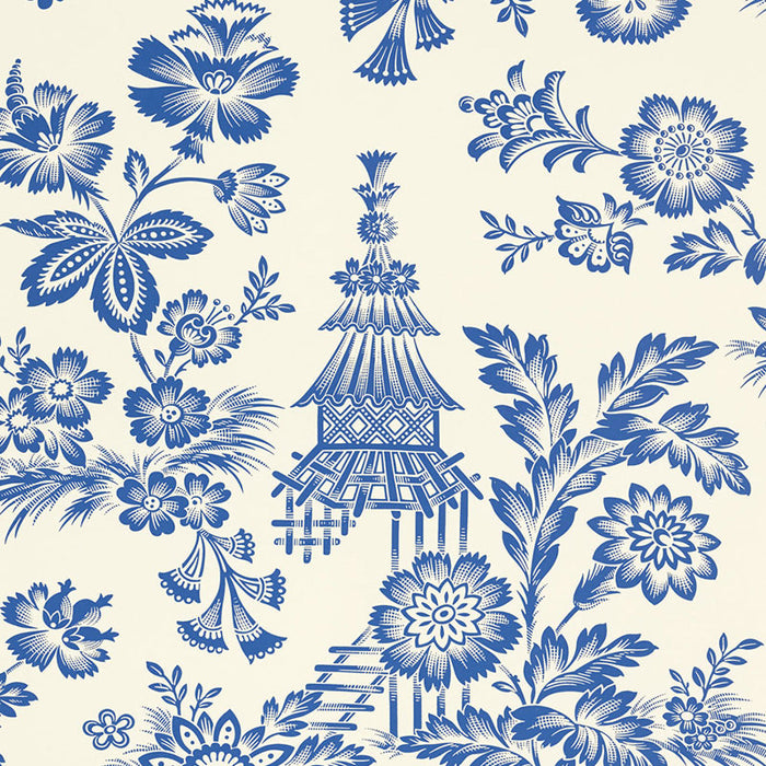 Schumacher Song Garden Porcelain Wallpaper Sample 5007030