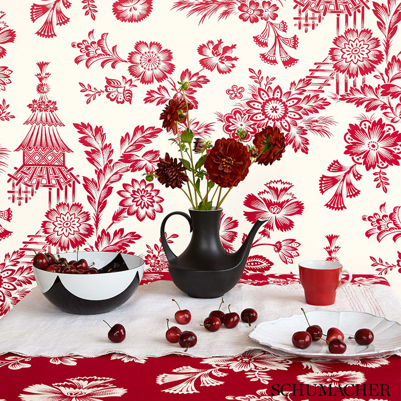 Schumacher Song Garden Cocoa Wallpaper Sample 5007032