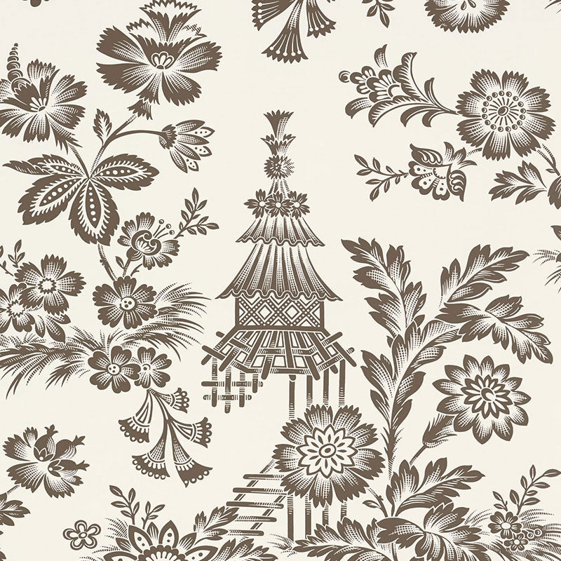 Schumacher Song Garden Cocoa Wallpaper Sample 5007032