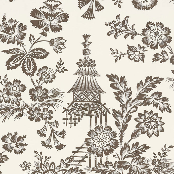 Schumacher Song Garden Cocoa Wallpaper Sample 5007032