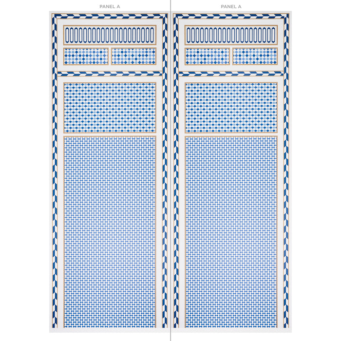 Schumacher Robinchon Panel A Blue Wallpaper Sample 5007101