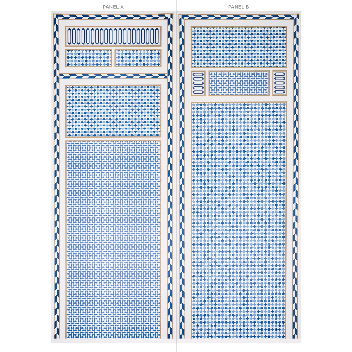 Schumacher Robinchon Panel A Blue Wallpaper Sample 5007101